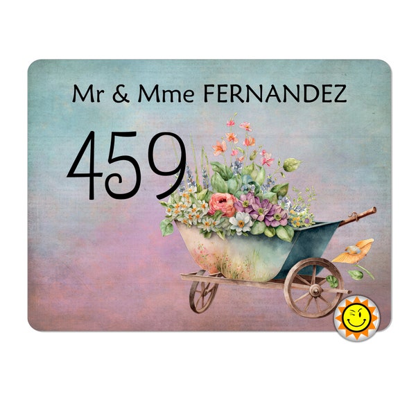 House number plate to personalize aluminum flower holder country garden R426