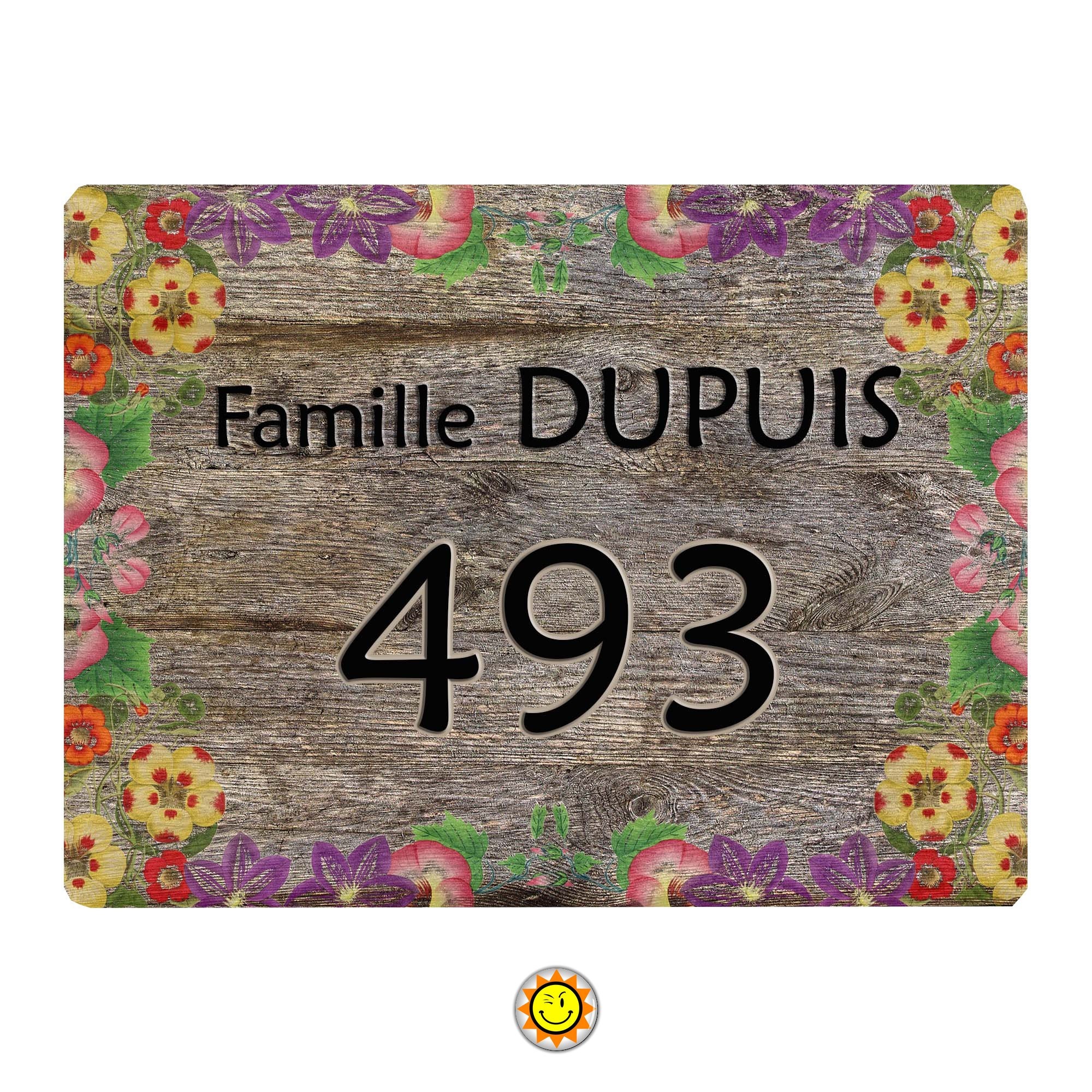 Plaque Maison Numero à Personnaliser Aluminium Fleurs Floral Nature Vintage