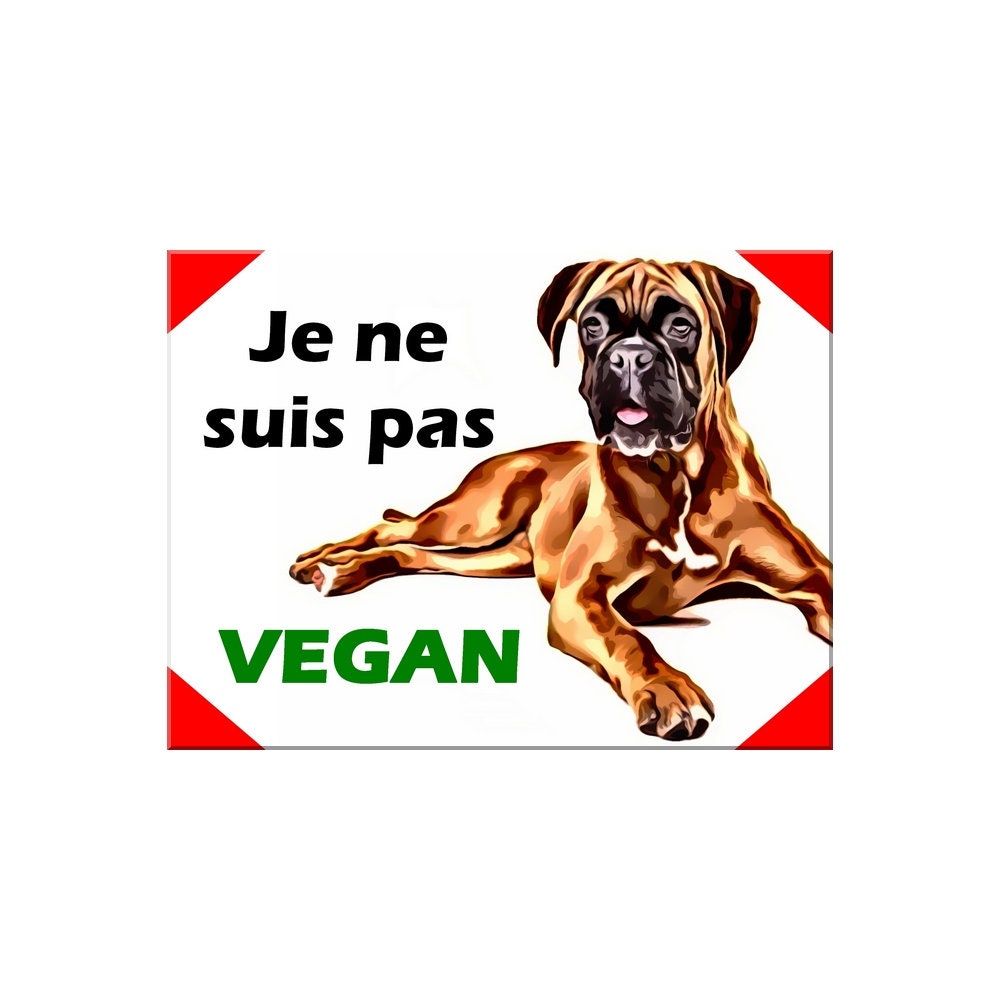 Plaque Aluminium Attention Chien Boxer Humour Vegan 15x20cm