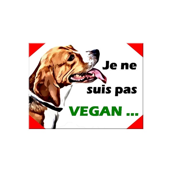 Plaque Aluminium Attention chien Beagle humour vegan P2D