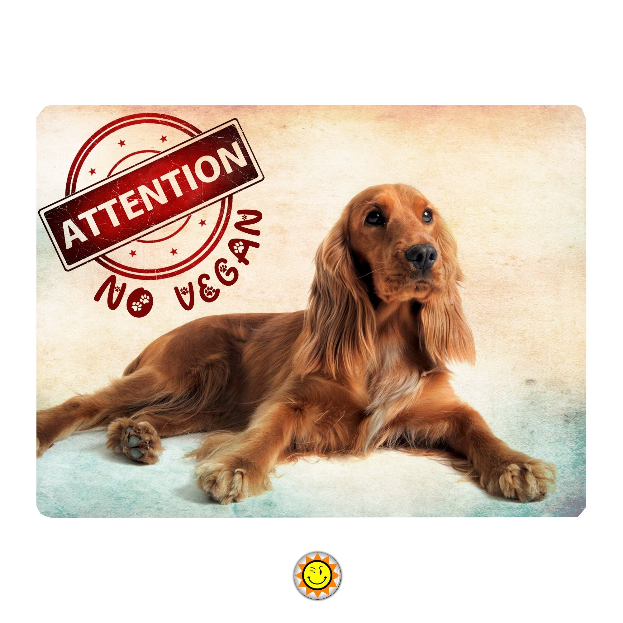 Plaque Aluminium Attention Chien Cocker Humour Vegan