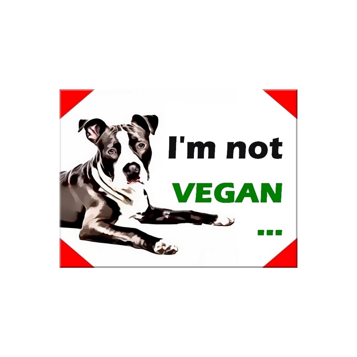 Plaque Aluminium Attention Chien American Staff Humour Vegan 15x20cm