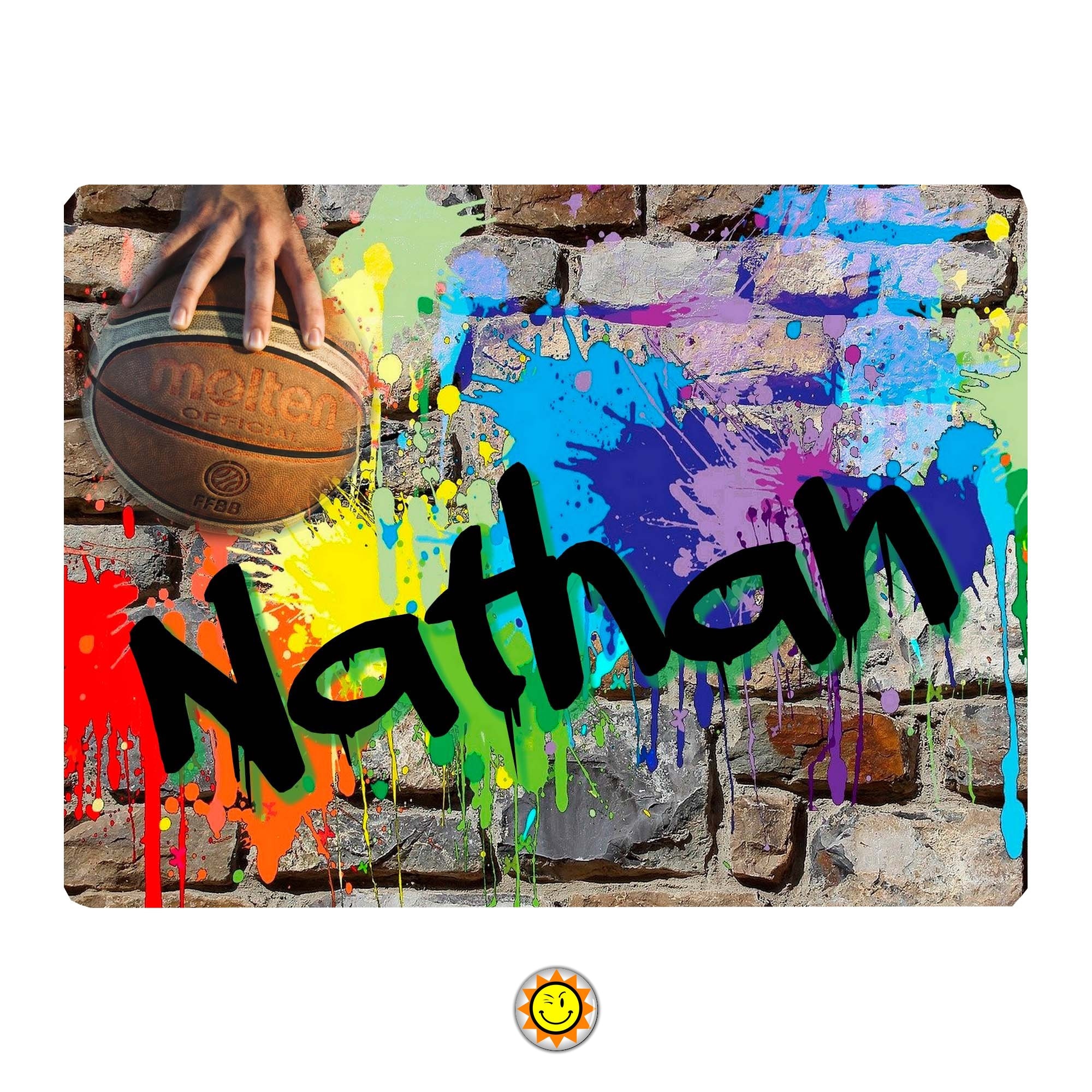 Plaque Aluminium Porte Art Deco Ballon Basket Prenom Personnalise Ados Cadeau ...