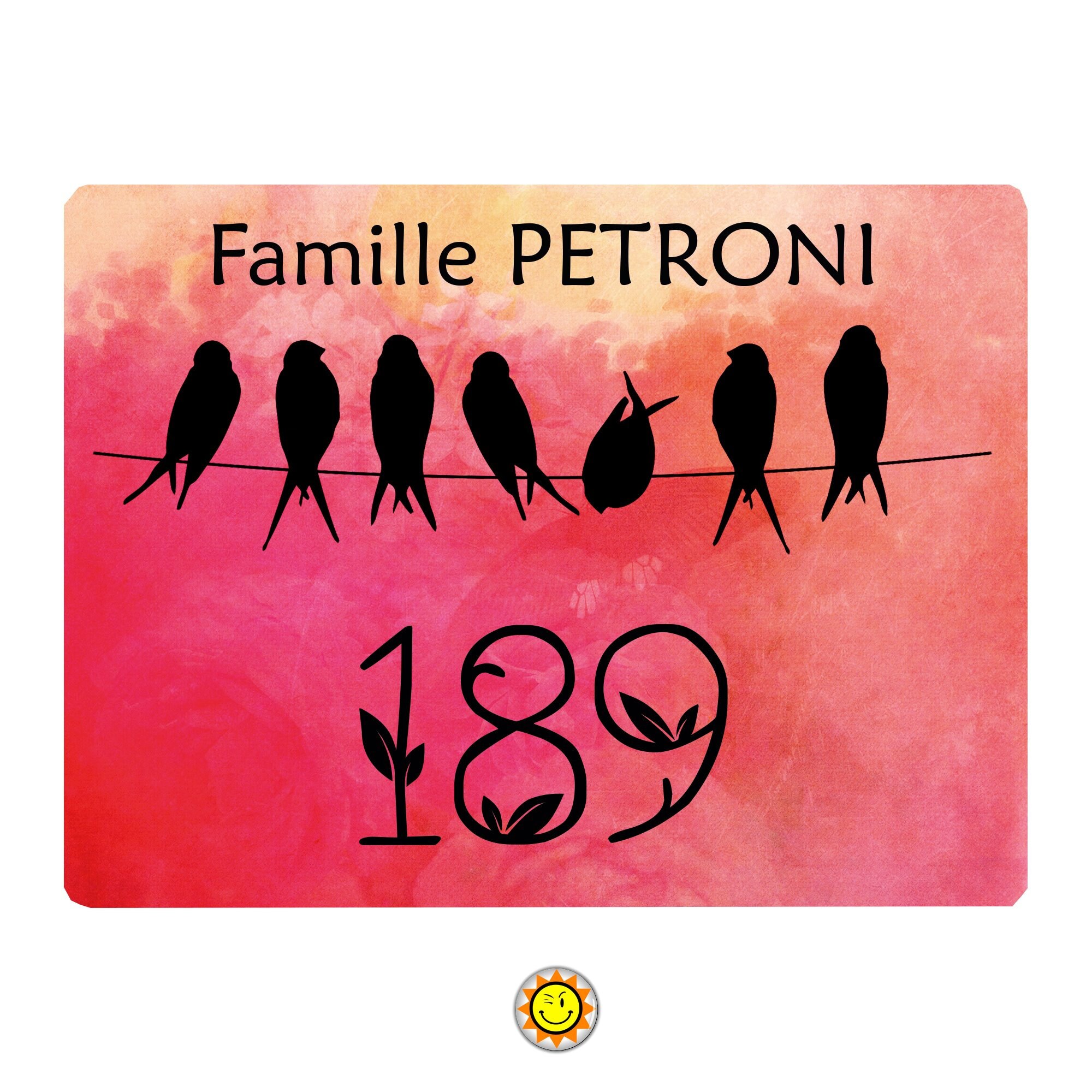 Plaque Maison Numero à Personnaliser Aluminium Porte Thème Oiseau Champêtre