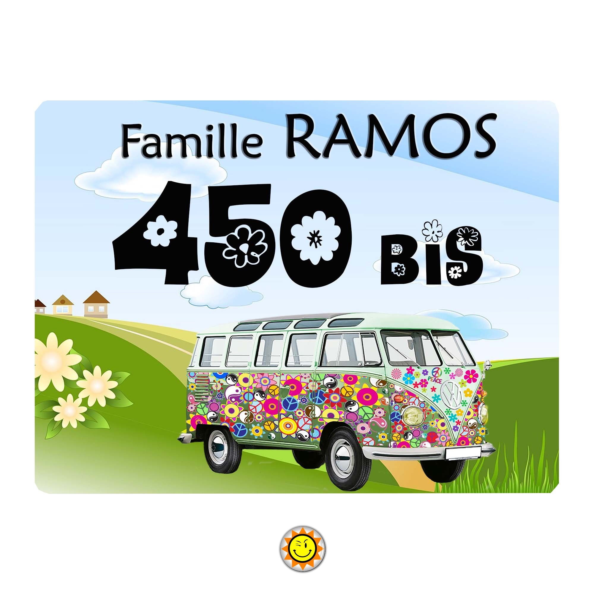 Plaque Maison Numero à Personnaliser Aluminium Porte Zen Peace Love Vintage