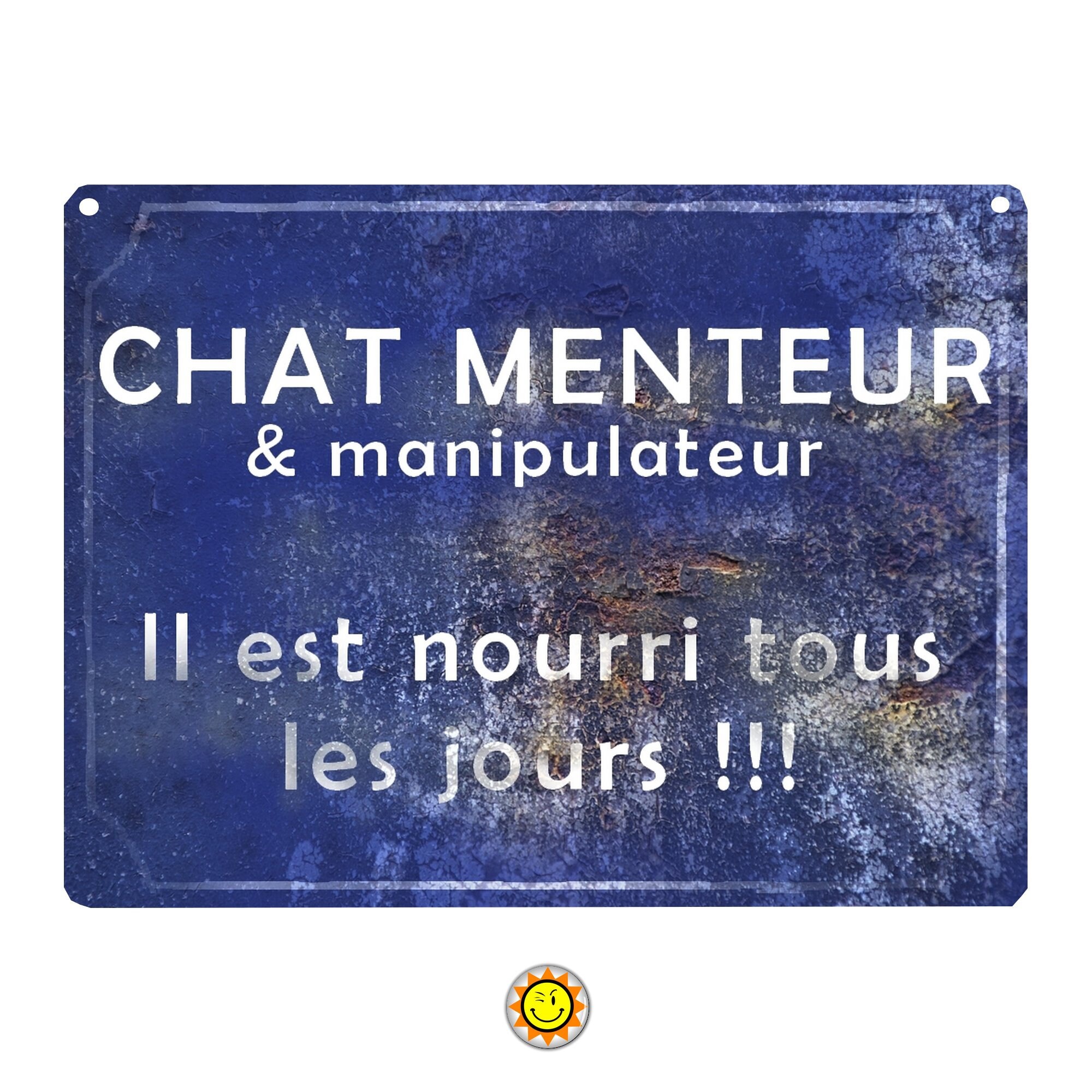 Plaque Chat Lunatique 15x20 cm Aluminium