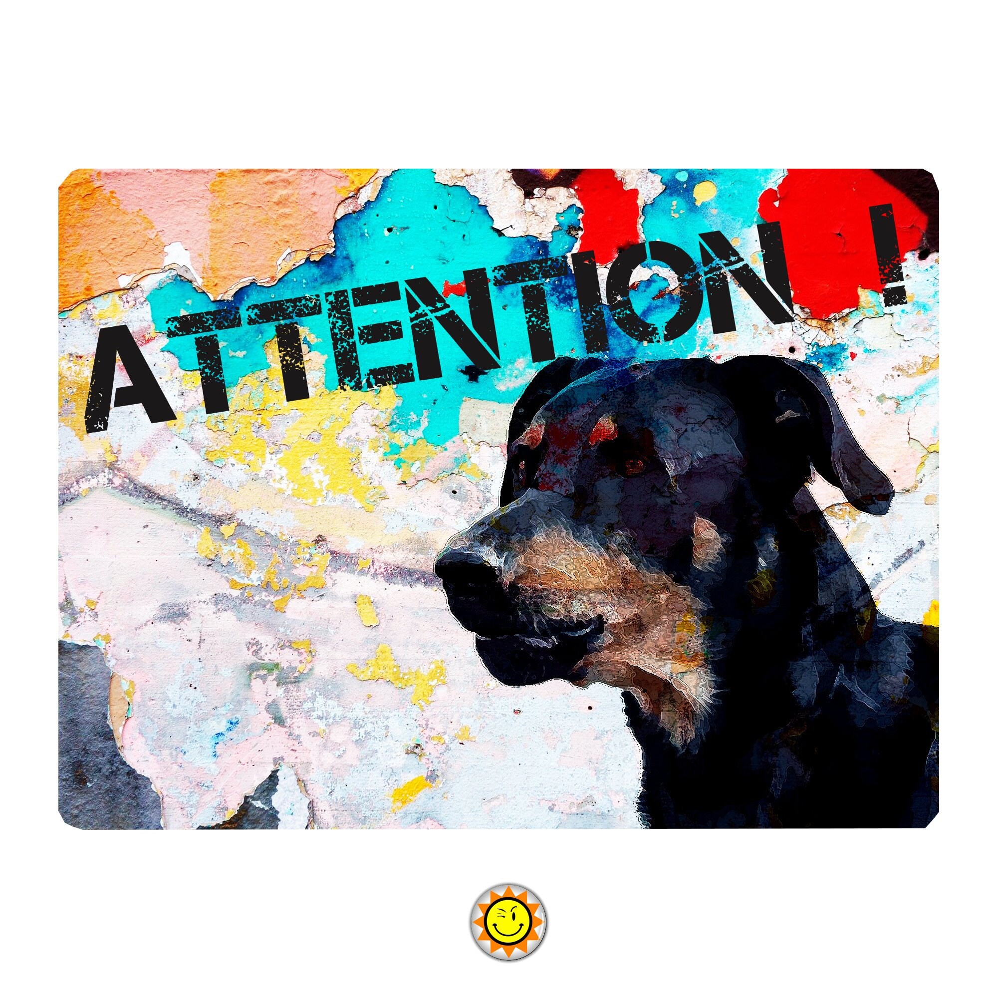 Plaque Aluminium Attention Chien Beauceron Humour Originale Graf