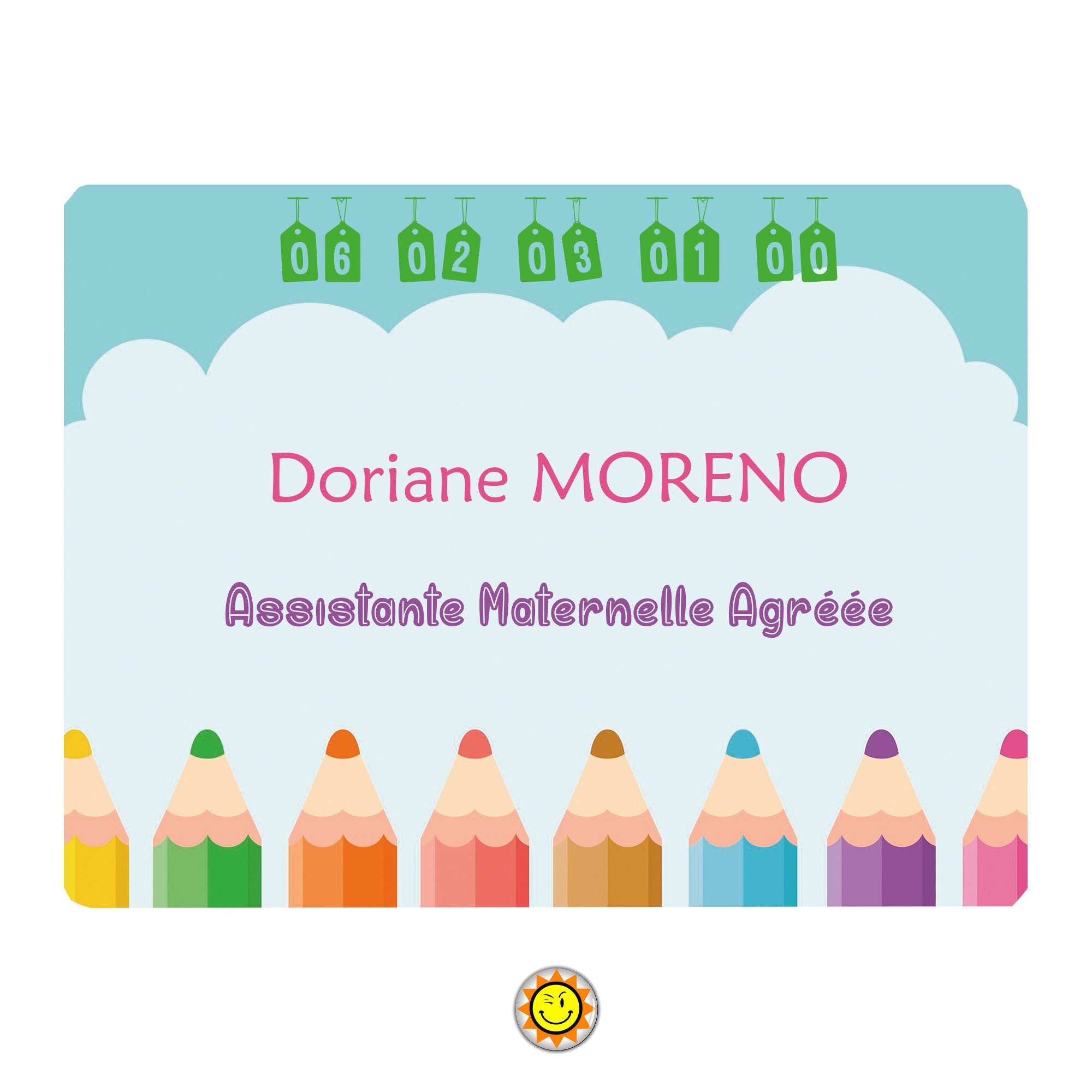 Plaque Assistante Maternelle Nounou à Personnaliser Aluminium Signe Panneau Porte Métier