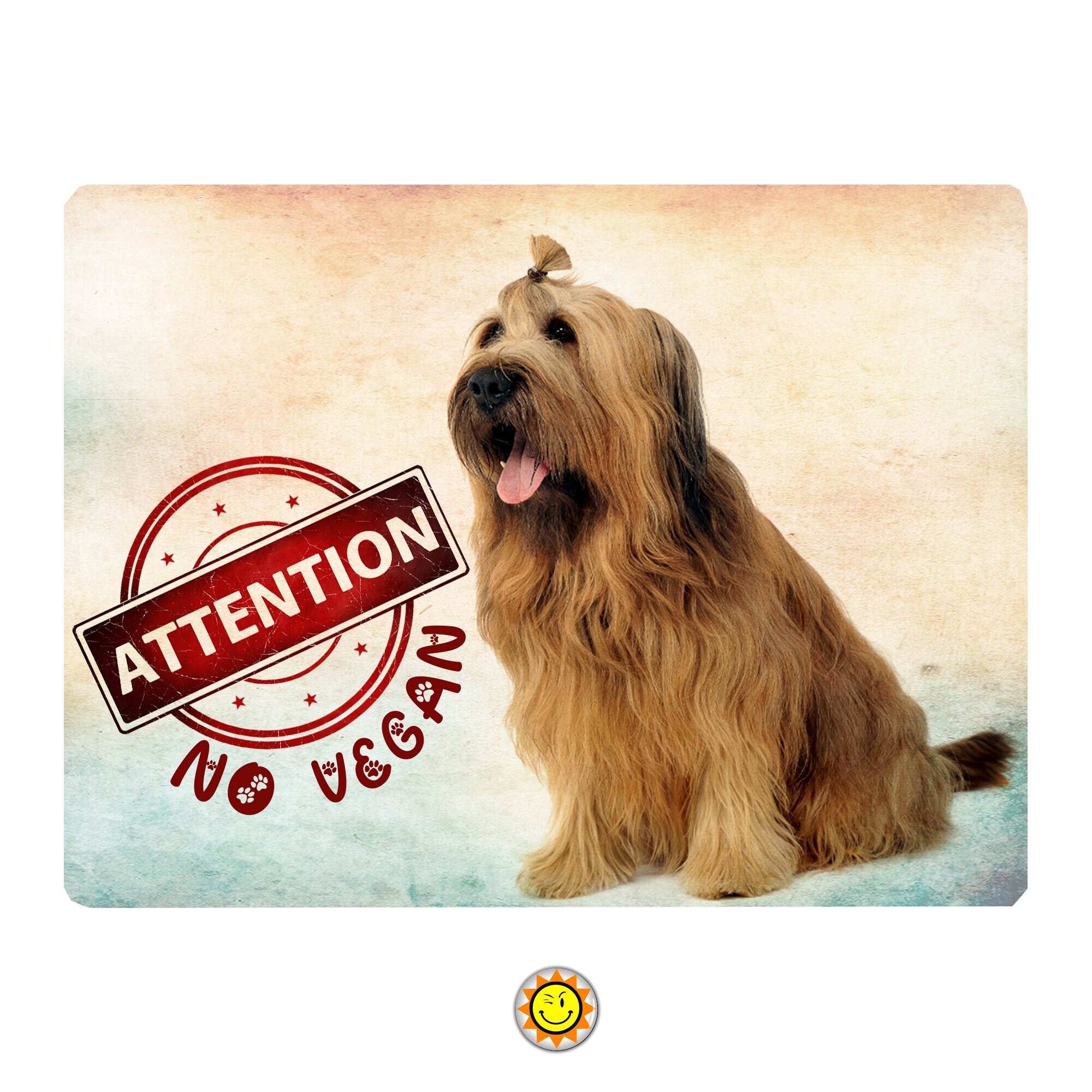 Plaque Aluminium Attention Chien Briard Humour Vegan