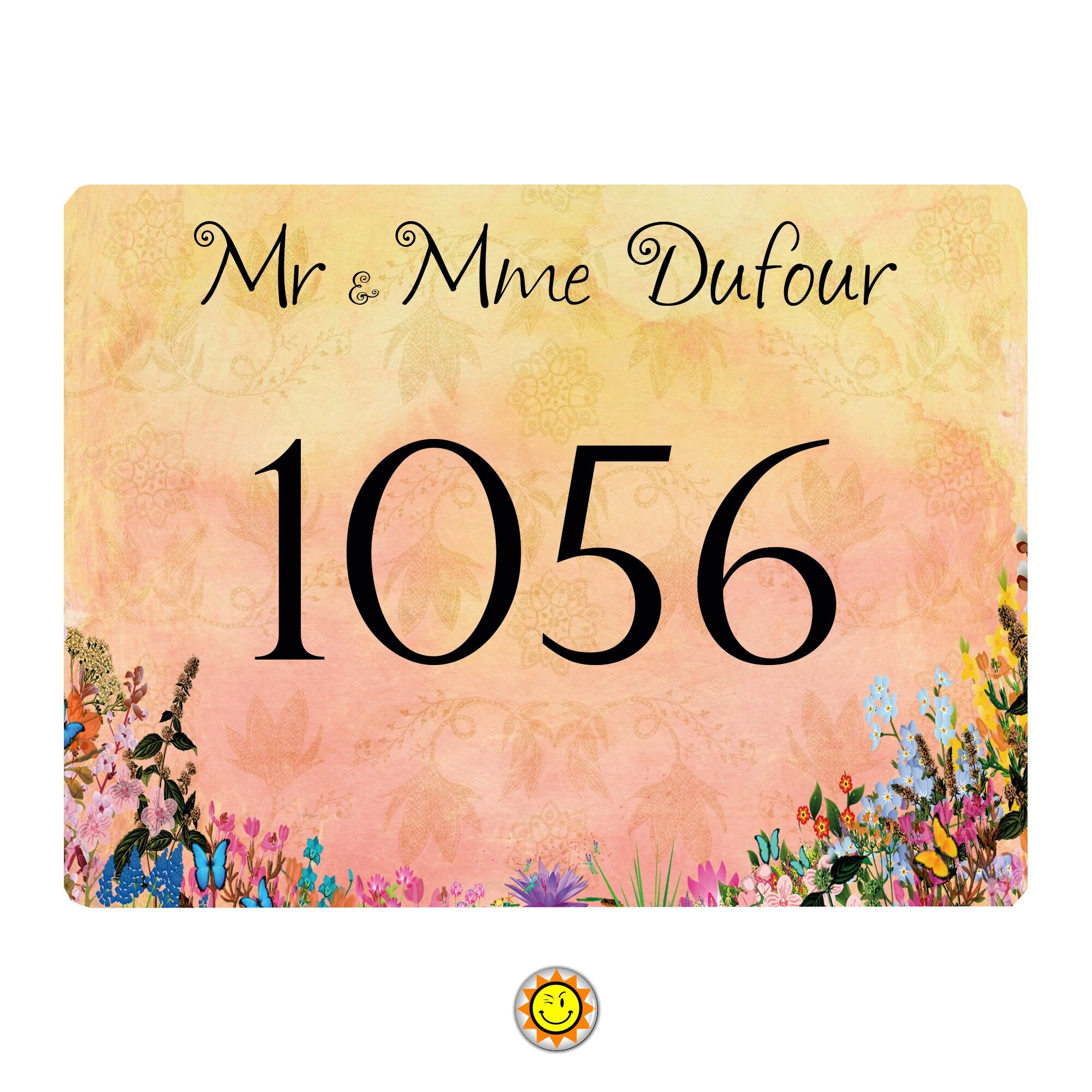 Plaque Maison Numero à Personnaliser Aluminium Papillons Fleurs Vintage