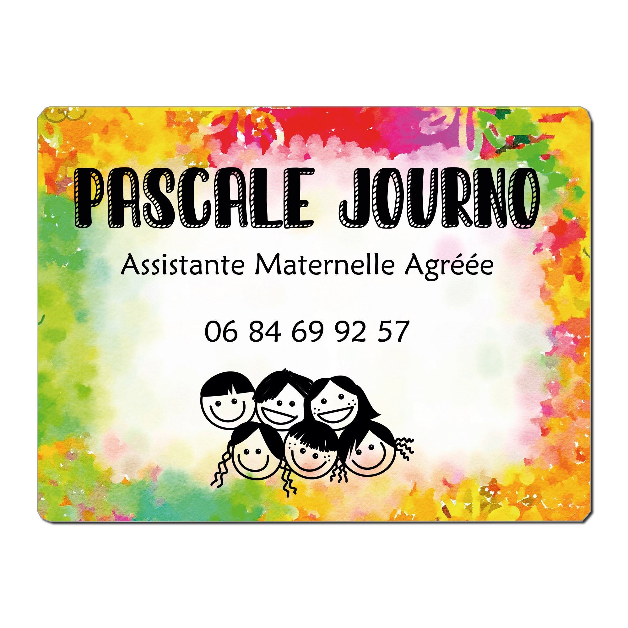 Plaque Assistante Maternelle Nounou à Personnaliser Aluminium Signe Panneau Porte Métier