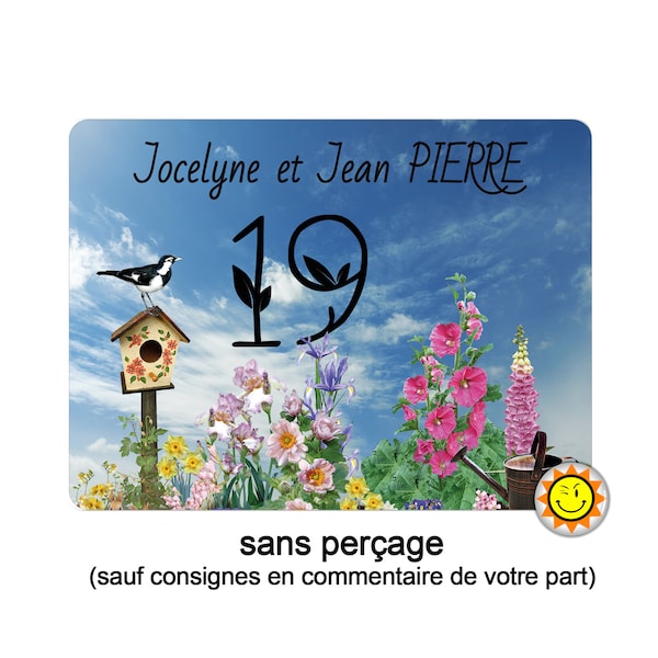 Plaque maison numero à personnaliser aluminium porte fleurs flowers vintage R235