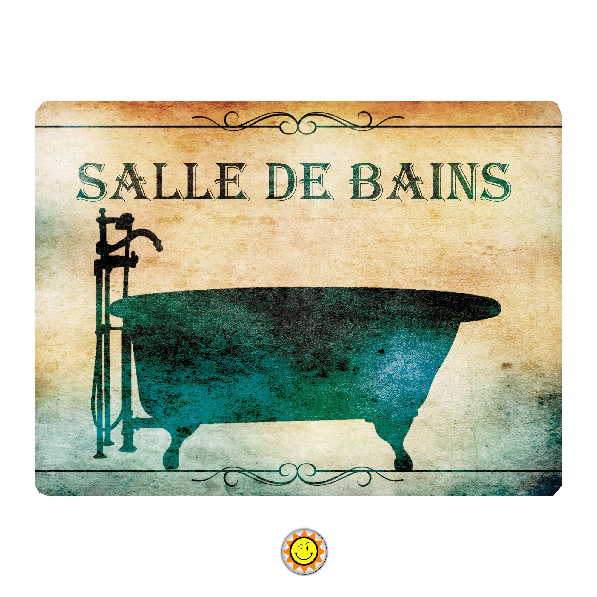 Plaque Porte Vintage Salle de Bains Art Deco Idee Cadeau Aluminium ...