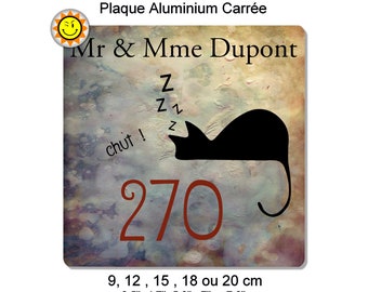 Mailbox plaque to personalize in aluminum with your name and number vintage cat C138