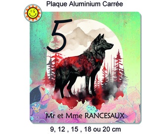 Plaque boite aux lettres à personnaliser en aluminium avec votre nom et numéro loup C422