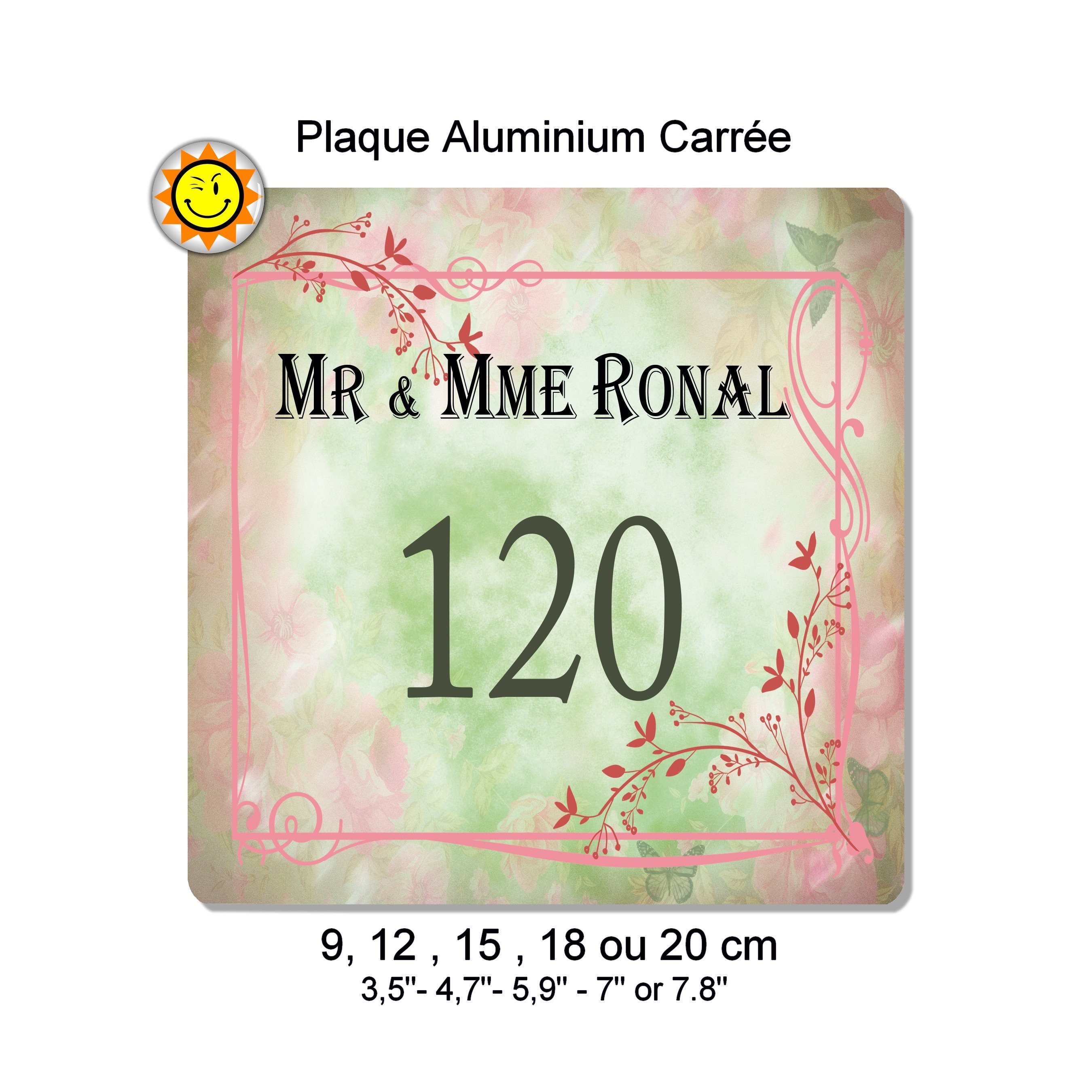 Plaque Boite Aux Lettres à Personnaliser en Aluminium avec Votre Nom et Numéro Fleurs