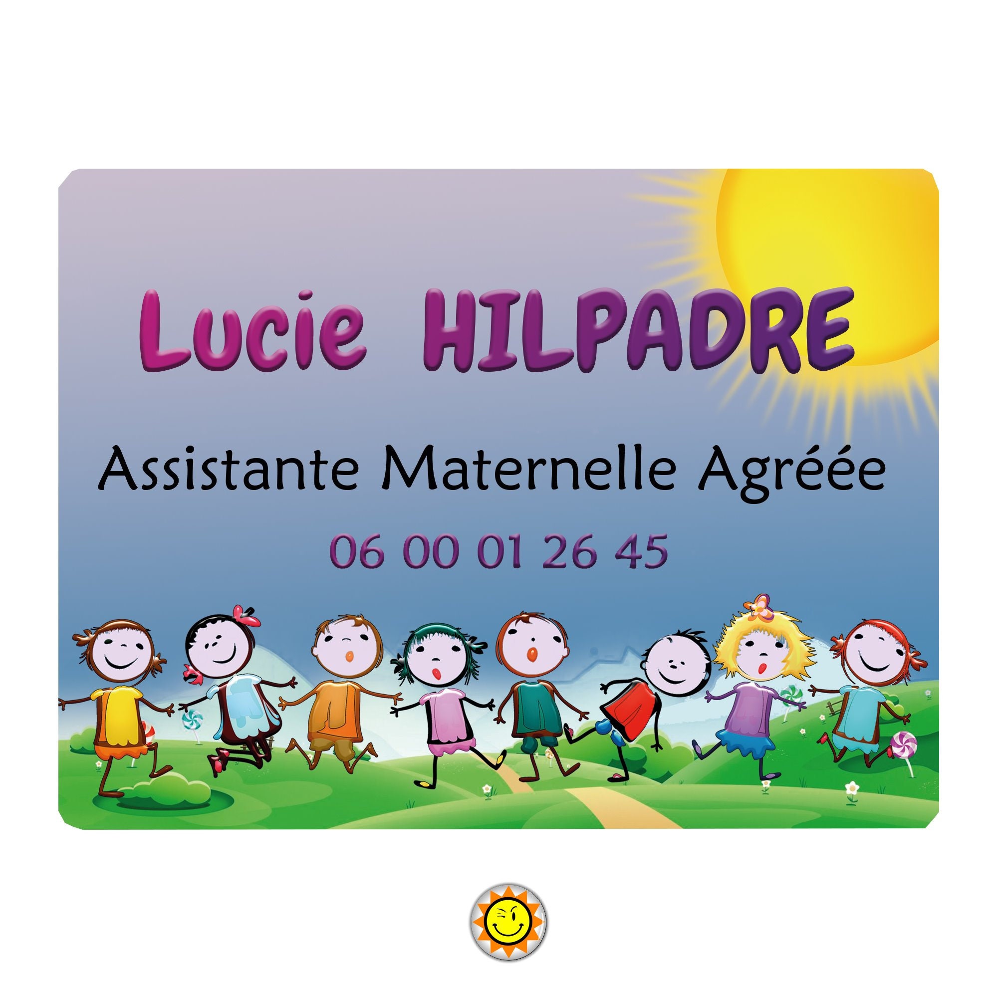 Plaque Assistante Maternelle Nounou à Personnaliser Aluminium Signe Porte Métier