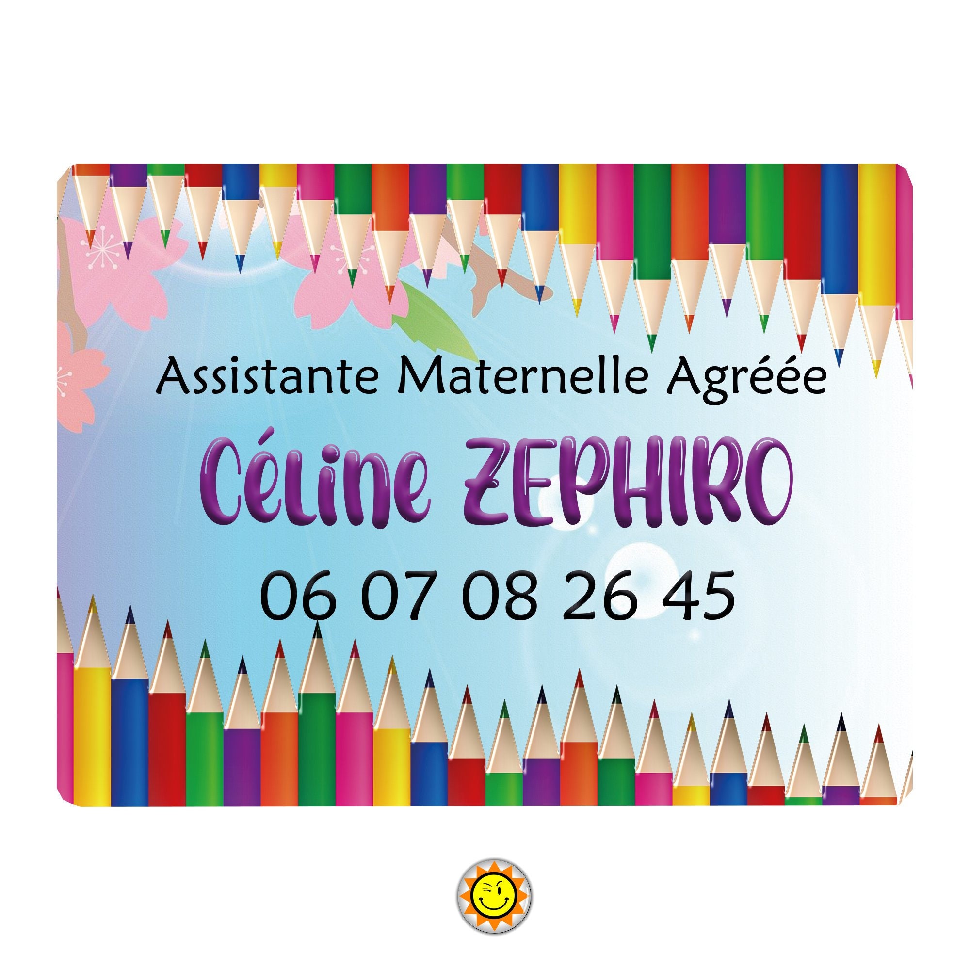 Plaque Assistante Maternelle Nounou à Personnaliser Aluminium Signe Panneau Porte Métier