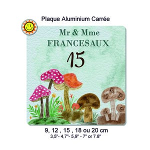 Personalized aluminum mailbox plate with your name and mushroom number C416