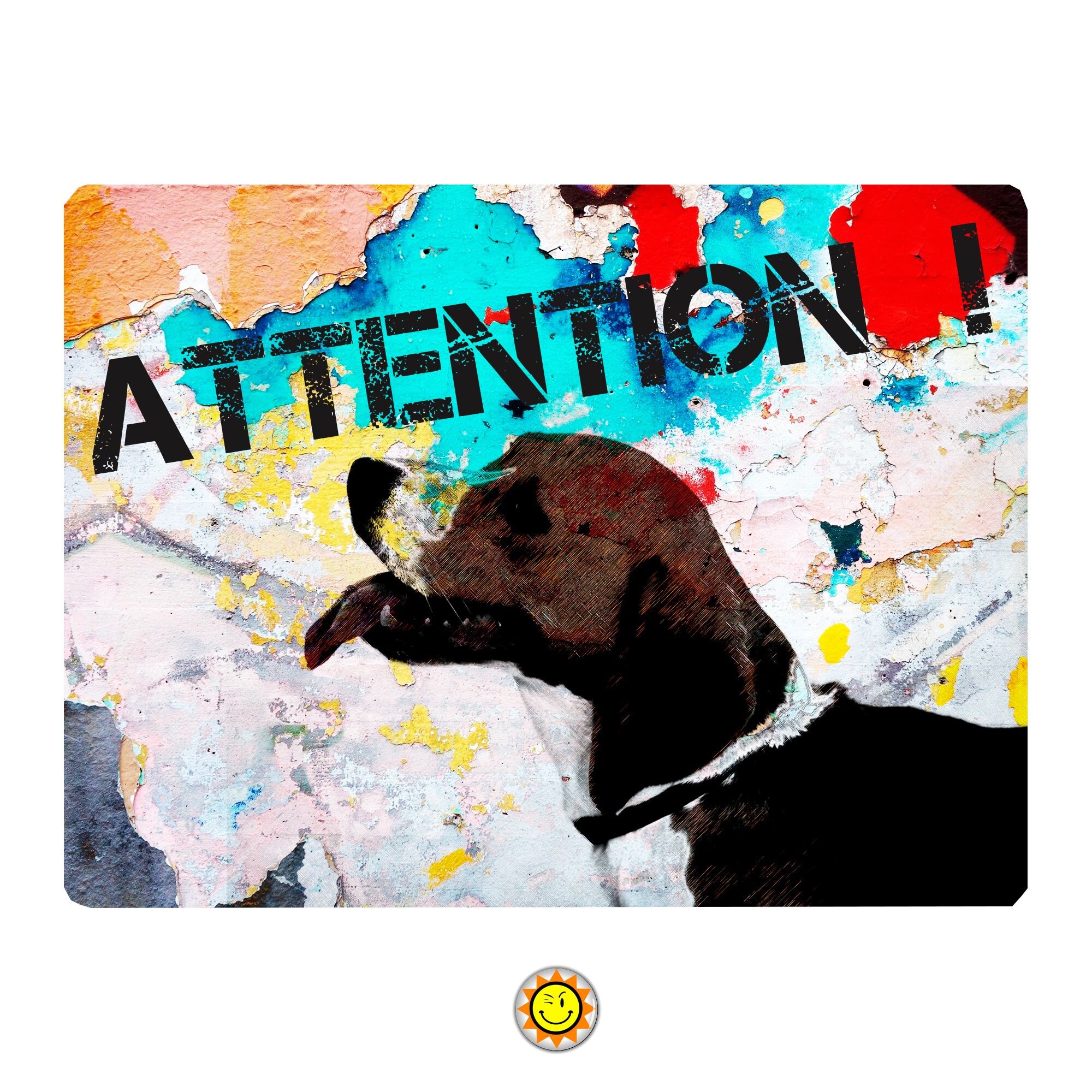 Plaque Aluminium Attention Chien Beagle Humour Originale Graf