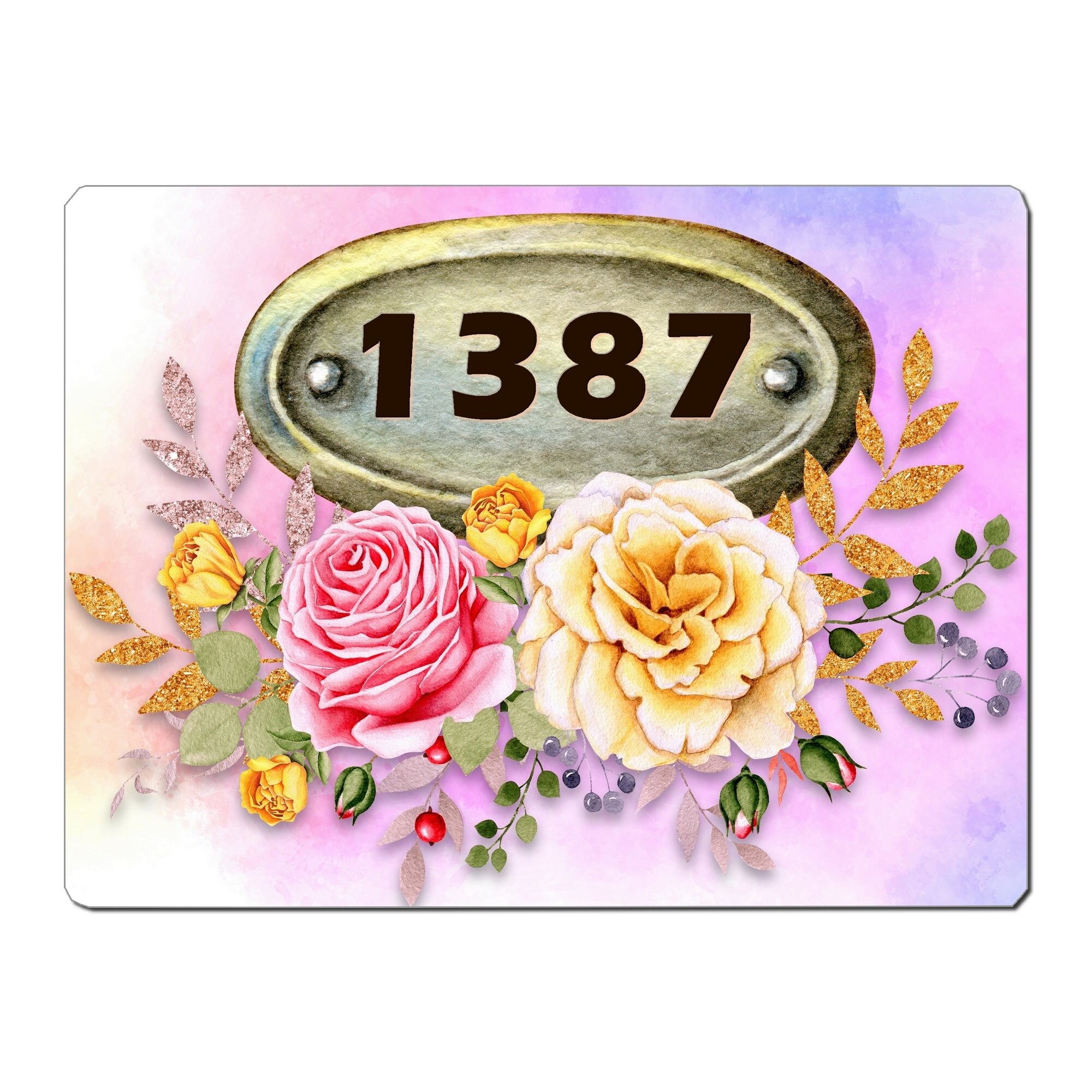 Plaque Maison Numero à Personnaliser Aluminium Porte Fleurs Floral Vintage French