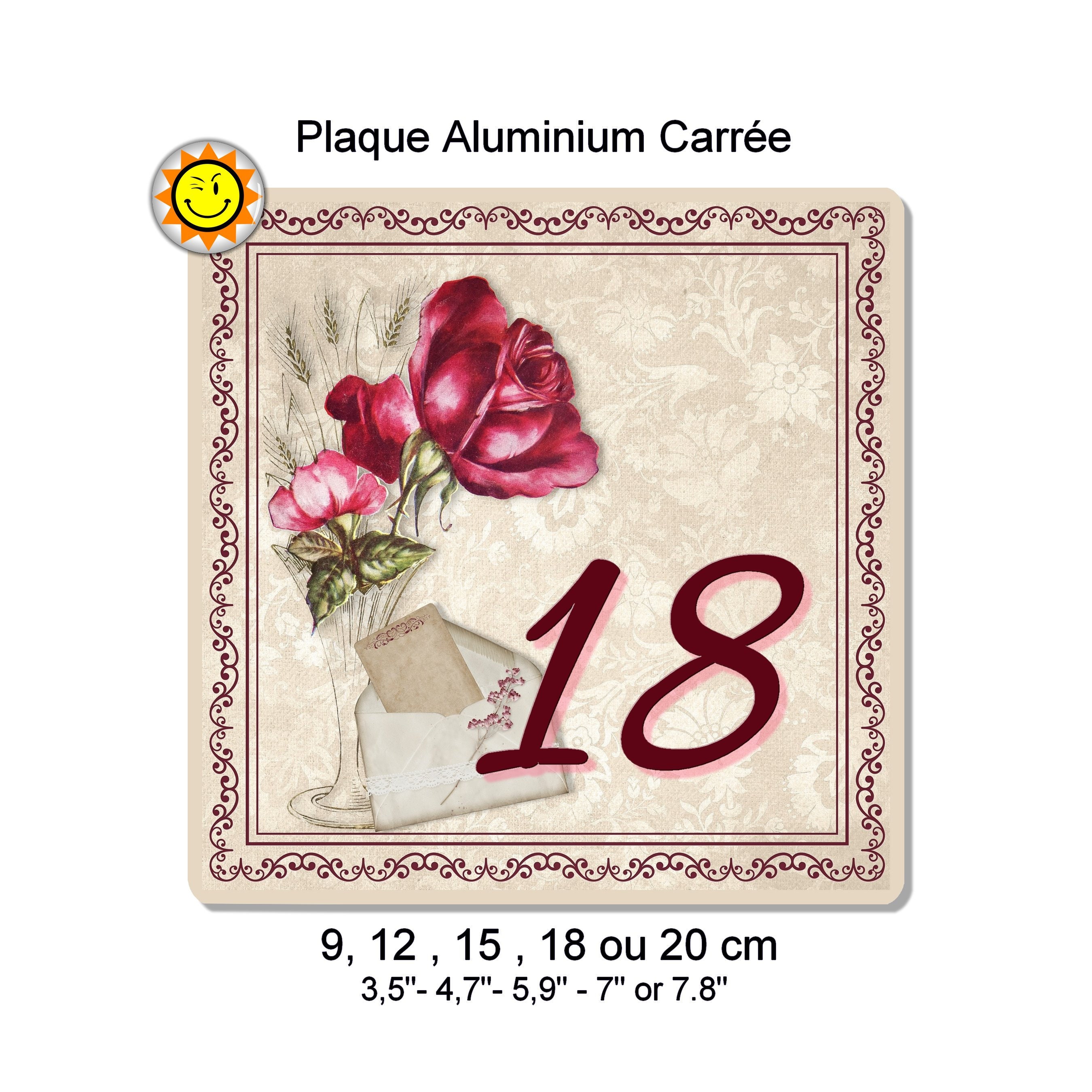 Plaque Boite Aux Lettres à Personnaliser en Aluminium avec Votre Nom et Numéro Fleurs Vintage Shabby