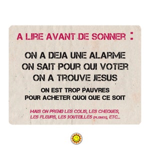 Placa de casa, puerta, mensaje humorístico, varias dimensiones