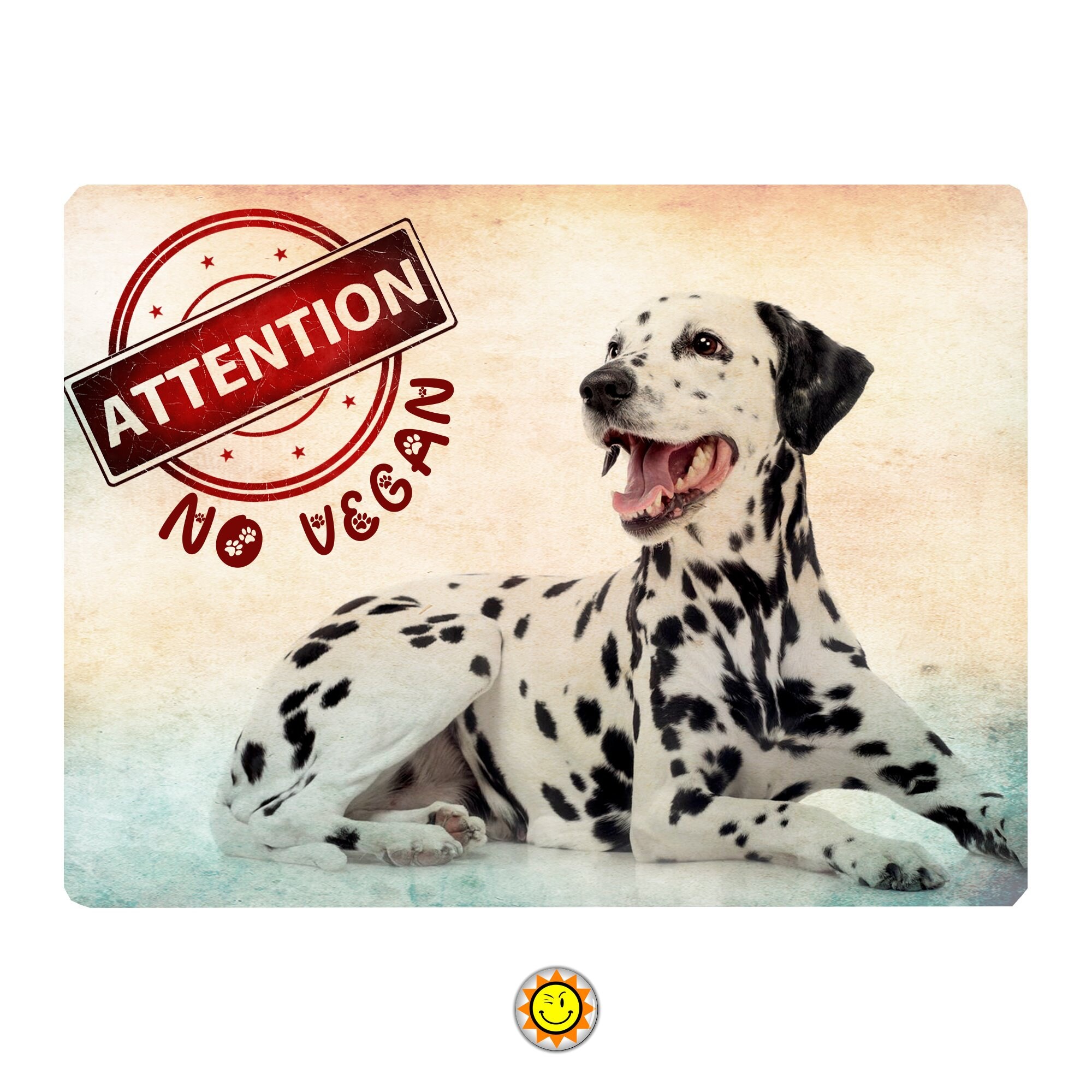 Plaque Aluminium Attention Chien Dalmatien Humour Vegan