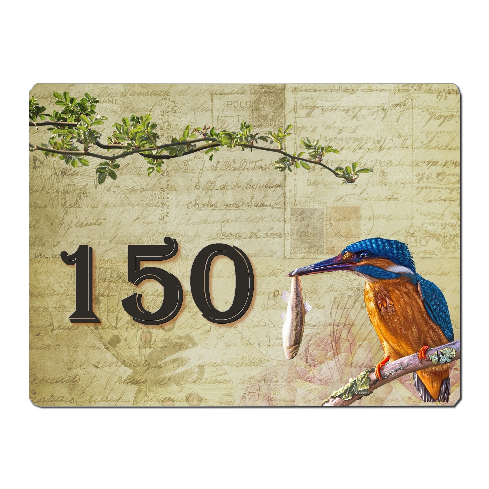 Plaque Maison Numero à Personnaliser Aluminium Porte Oiseau Vintage French