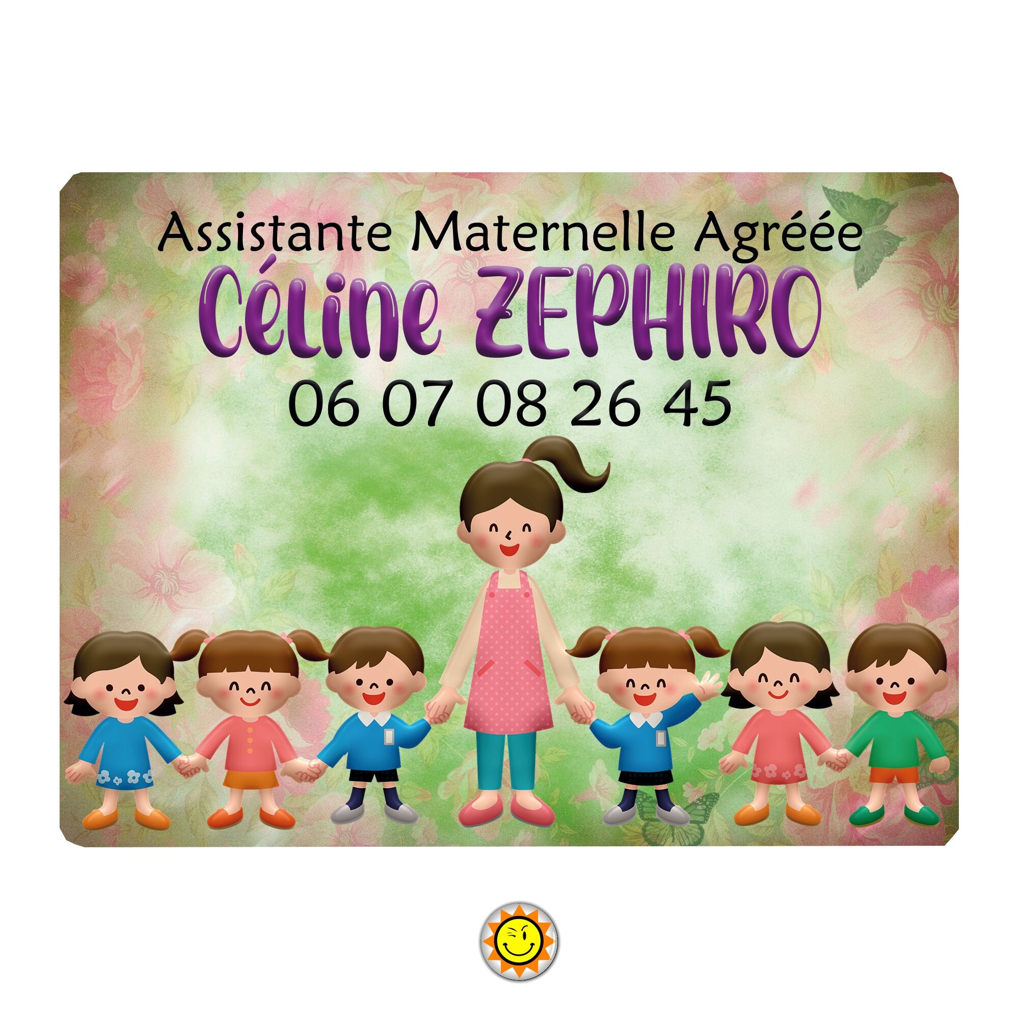 Plaque Assistante Maternelle Nounou à Personnaliser Aluminium Signe Panneau Porte Métier