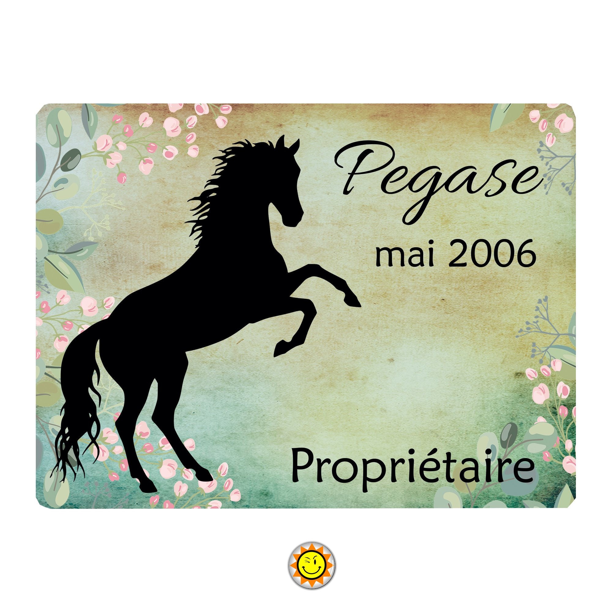 Plaque Box Cheval Nom Écurie Personnalisable 15x20 cm Aluminium