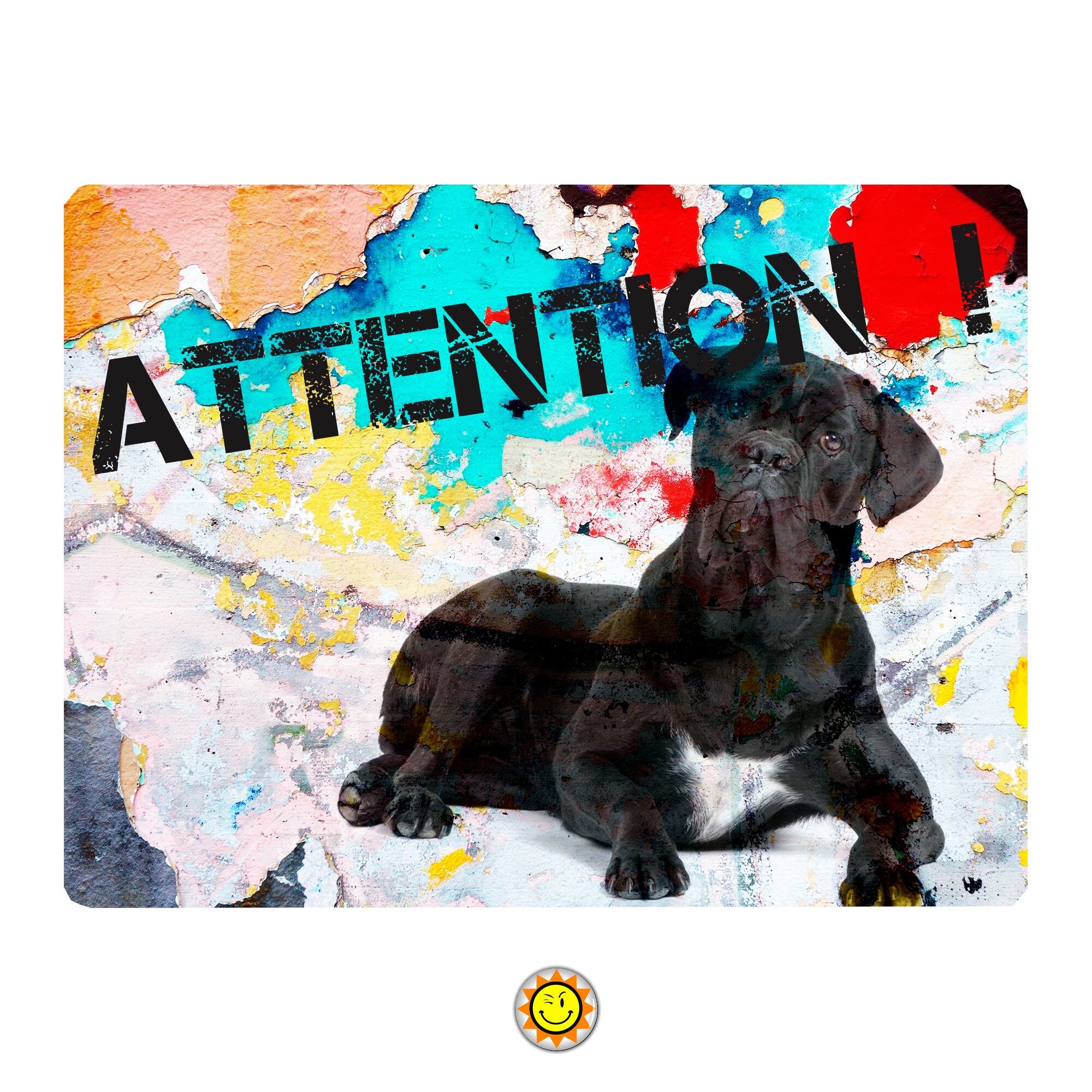 Plaque Aluminium Attention Chien Cane Corso Originale Graf