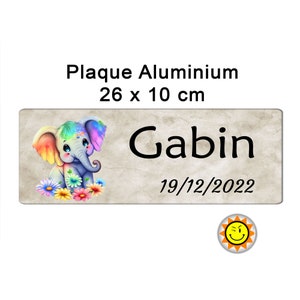 Personalized name plate for child, animal, baby, elephant, birth gift for door 23