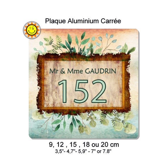 Plaque boite aux lettres à personnaliser en aluminium champêtre floral  vintage avec votre nom et numéro C248 -  France