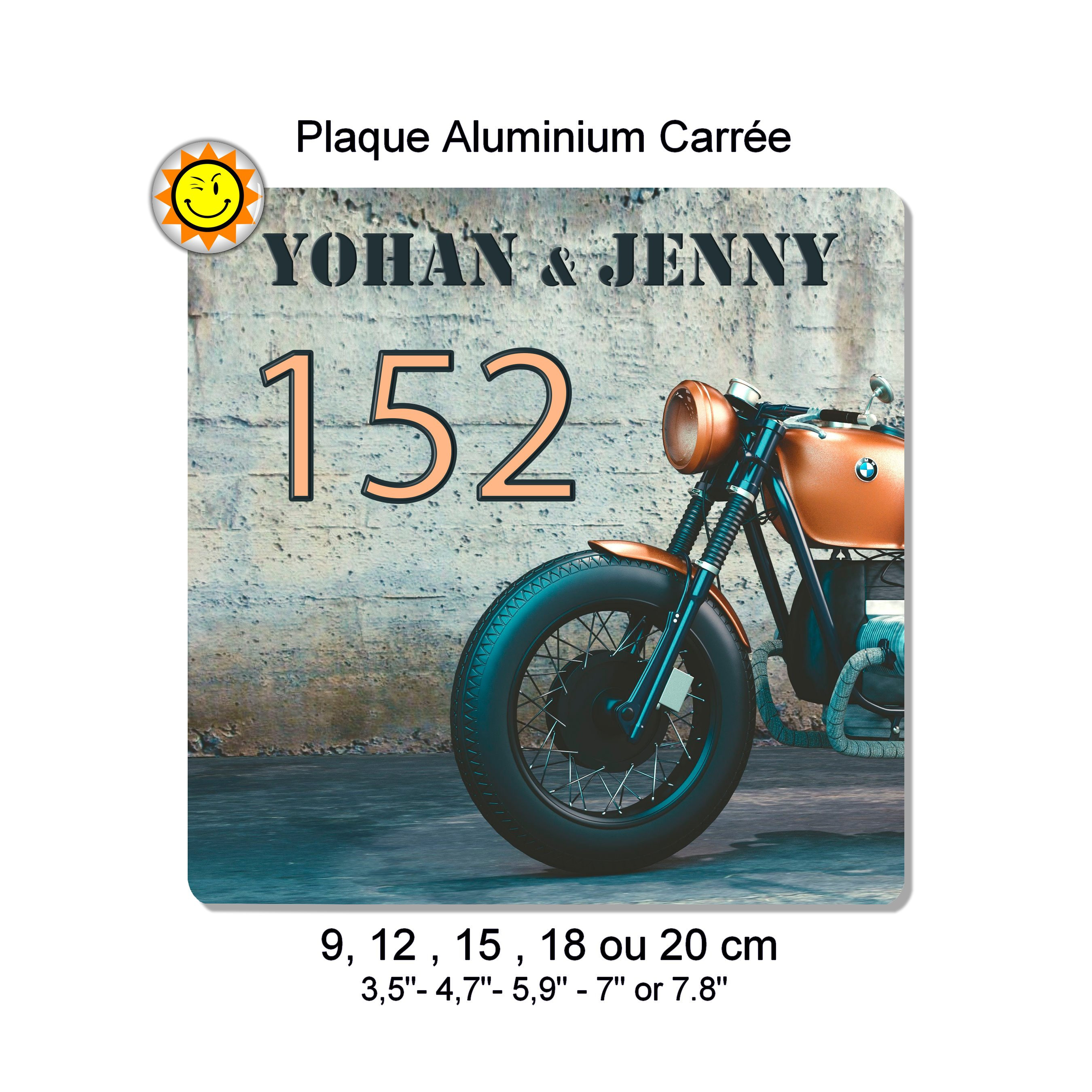 Plaque Boite Aux Lettres à Personnaliser en Aluminium Moto Motard Grunge avec Votre Nom et Numéro