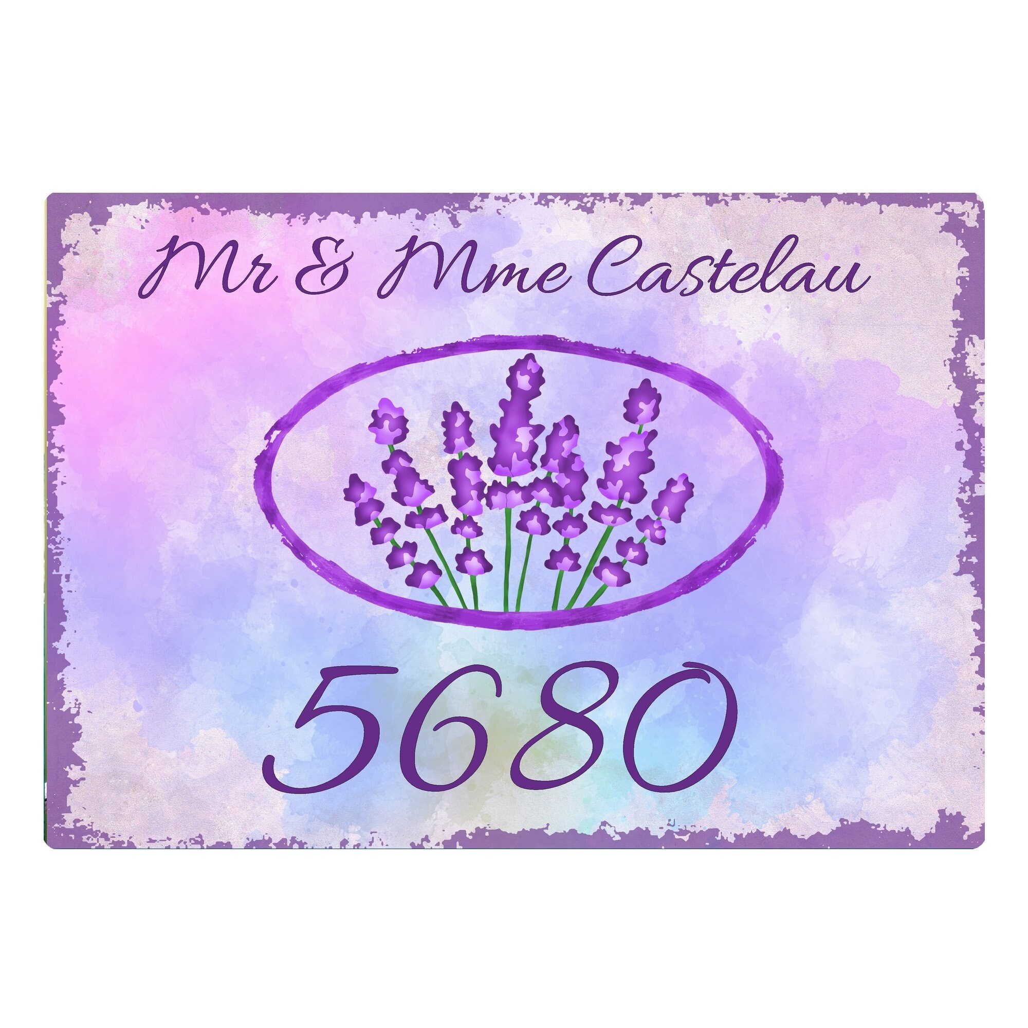 Plaque Maison Numero à Personnaliser Aluminium Lavande Provence Fleur Vintage French
