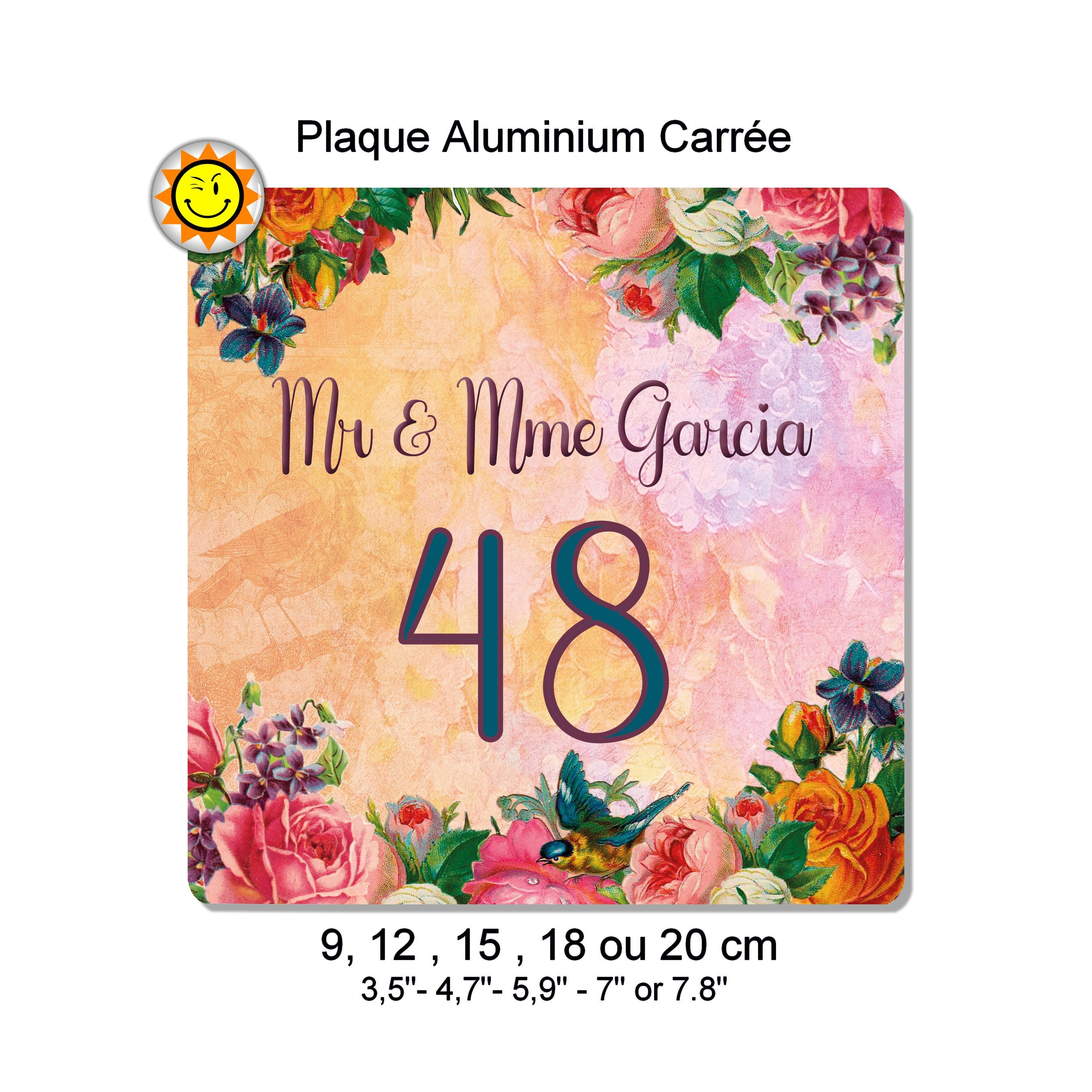 Plaque Boite Aux Lettres à Personnaliser en Aluminium Champêtre Floral Vintage avec Votre Nom et Num