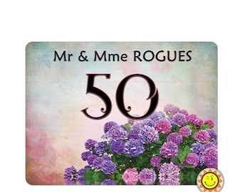 Placa de número de casa para personalizar porta flores de aluminio hortensias vintage R333