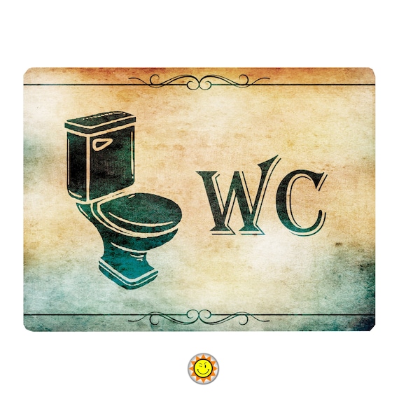 Plate Door Vintage Wc Toilet Art Deco Gift Idea Aluminum