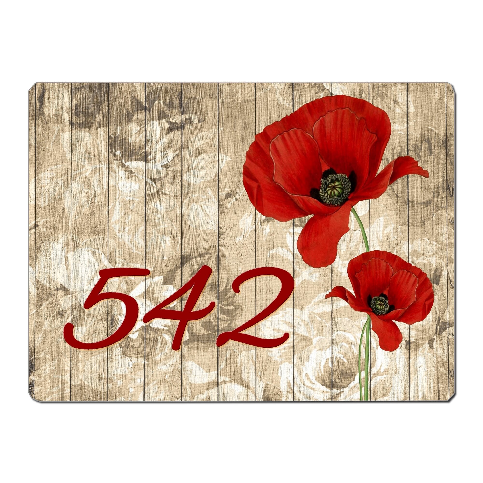 Plaque Maison Numero à Personnaliser Aluminium Porte Coquelicot Poppy Vintage French