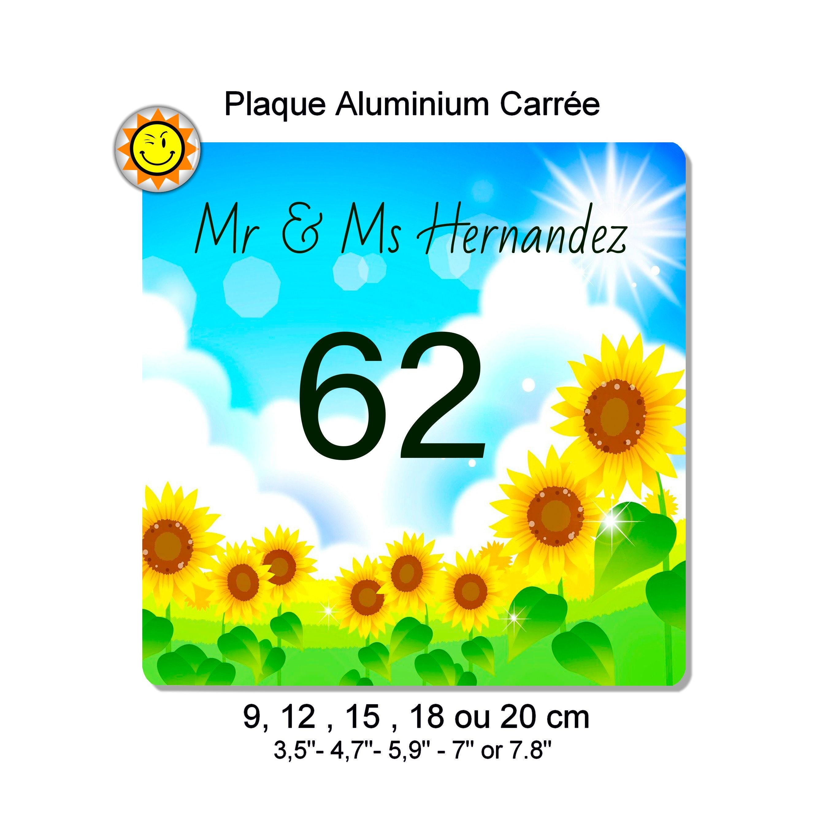 Plaque Boite Aux Lettres à Personnaliser en Aluminium avec Votre Nom et Numéro Fleurs Tournesol Sun 