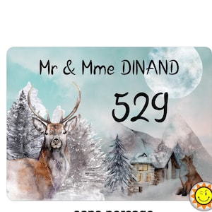 Personalized House Number Plaque Aluminum Winter Mountain Design Deer  Fox R420