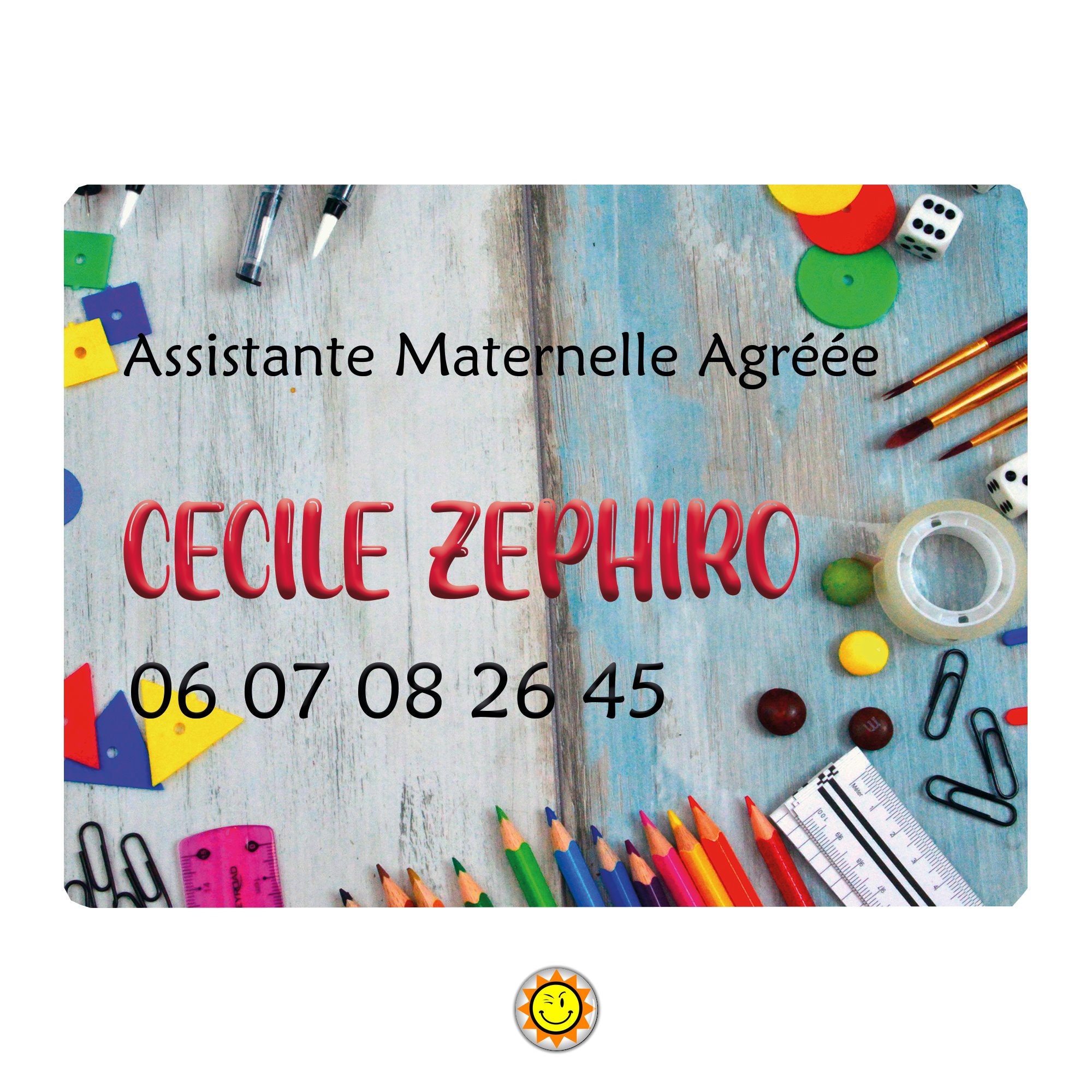 Plaque Assistante Maternelle Nounou à Personnaliser Aluminium Signe Panneau Porte Métier