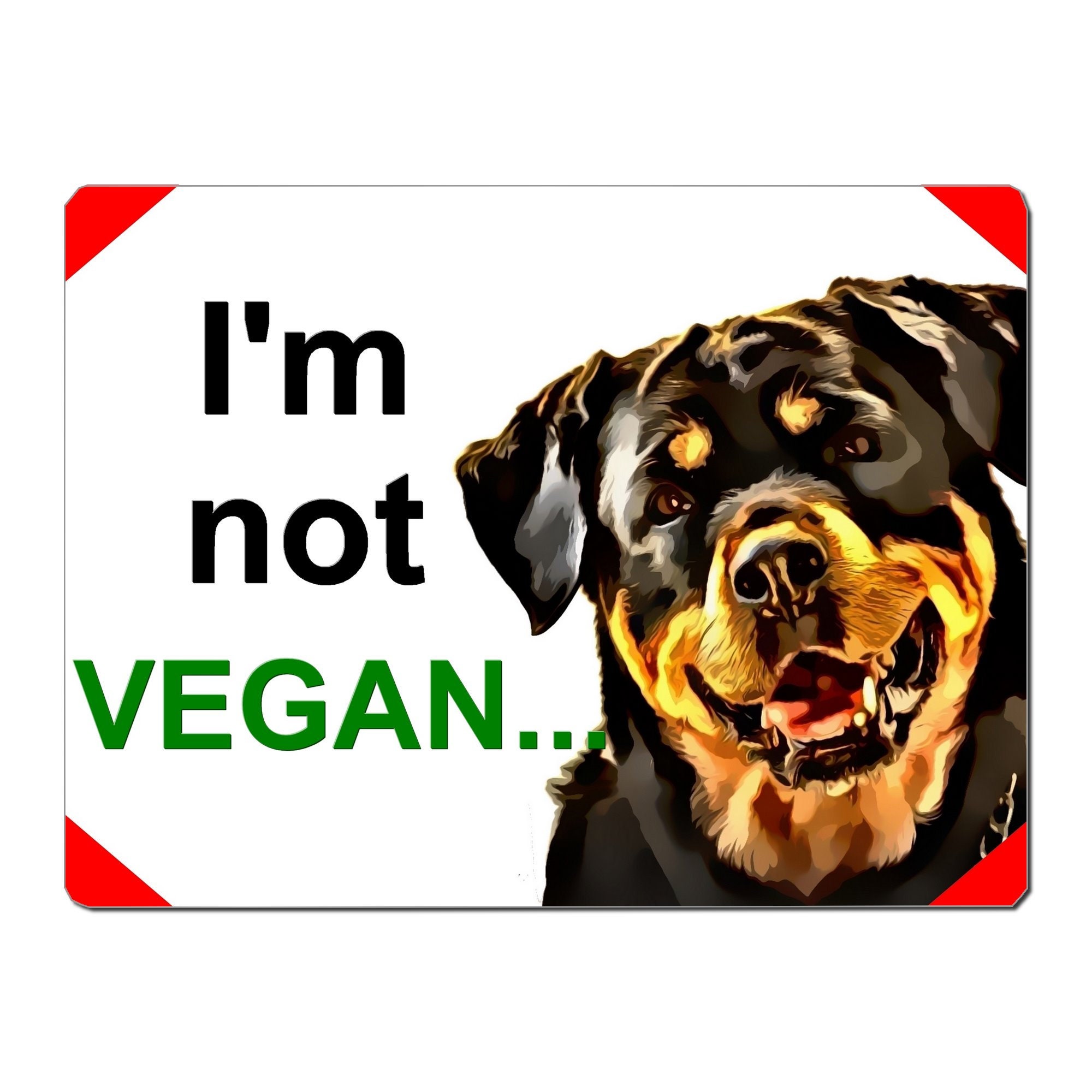Plaque Aluminium Attention Chien Rottweiler Humour Vegan 15x20cm