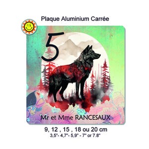 Personalized aluminum mailbox plate with your name and number wolf C422