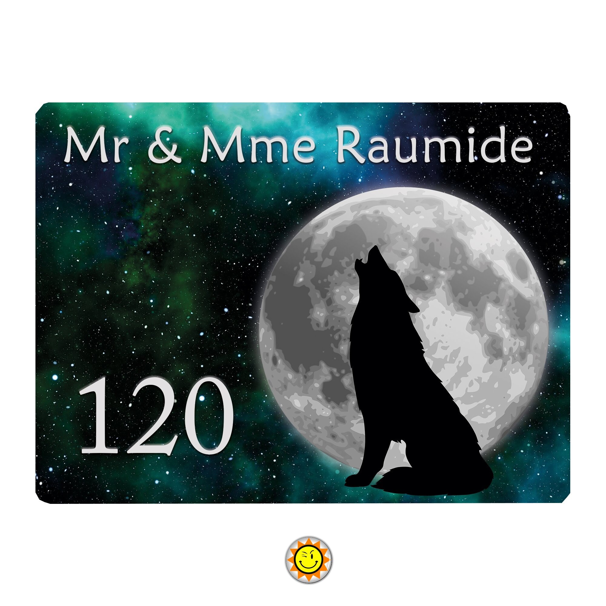 Plaque Maison Numéro Boite Aux Lettres à Personnaliser Aluminium Porte Loup Lune