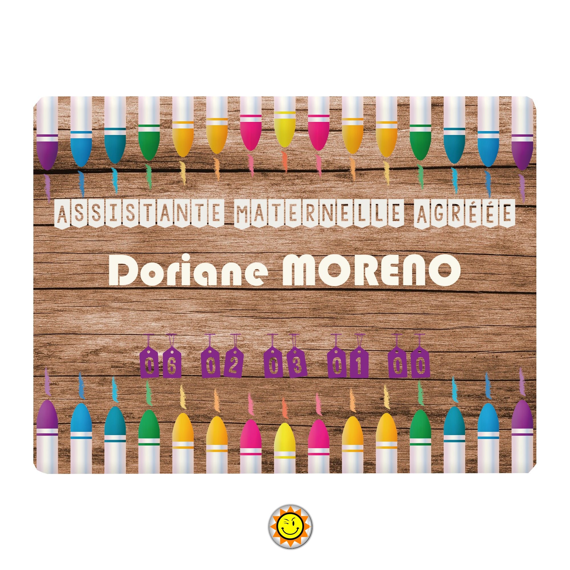 Plaque Assistante Maternelle Nounou à Personnaliser Aluminium Signe Panneau Porte Métier