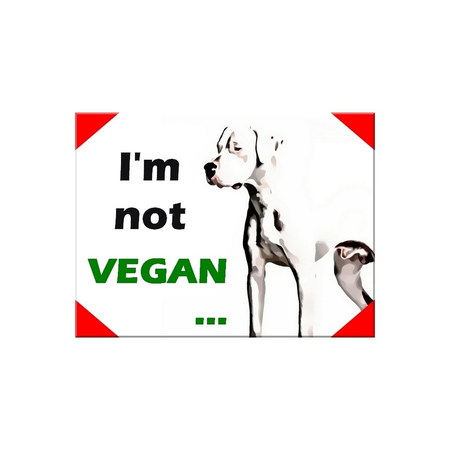 Plaque Aluminium Attention Chien Dogue Argentin Humour Vegan 15x20cm