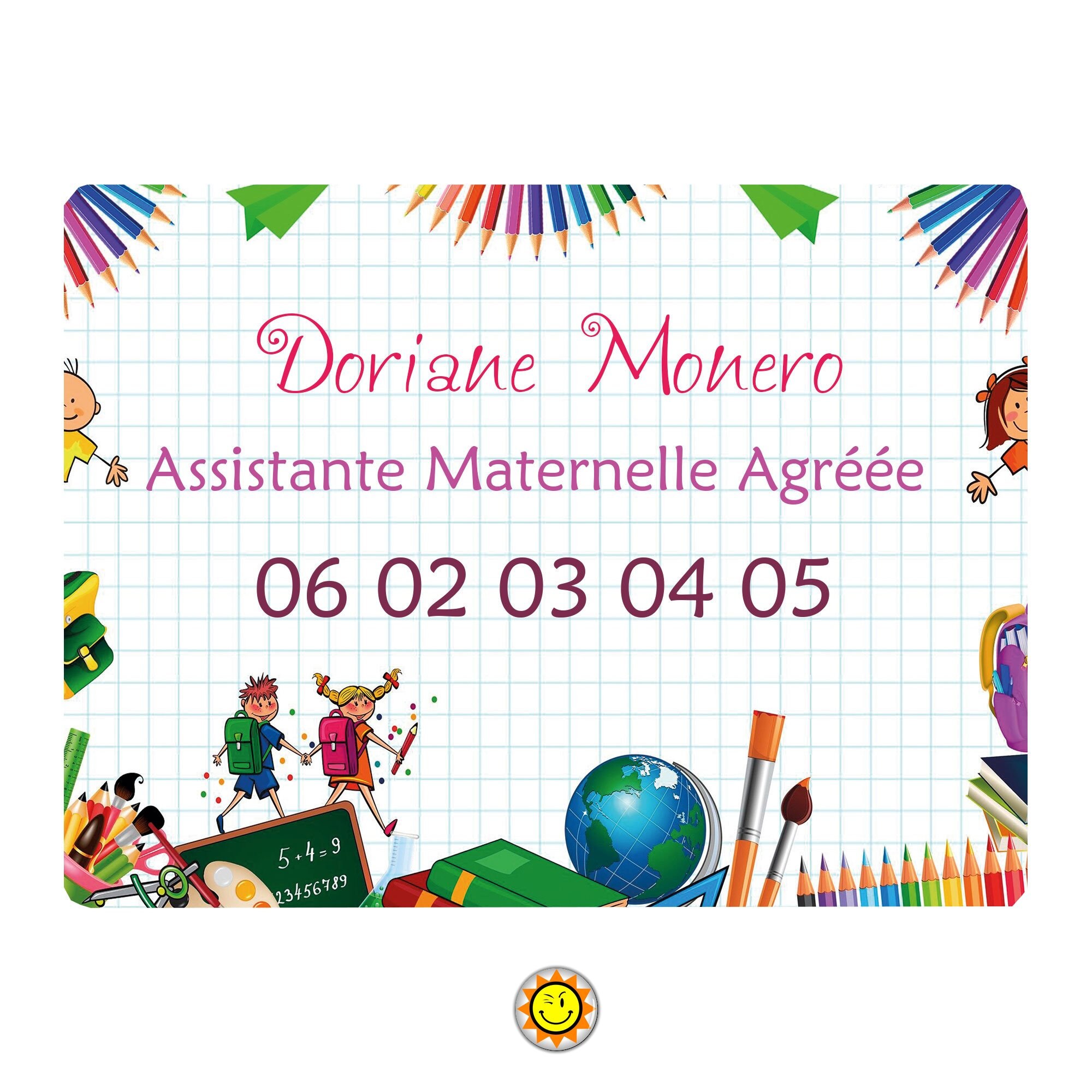 Plaque Assistante Maternelle Nounou à Personnaliser Aluminium Signe Panneau Porte Métier