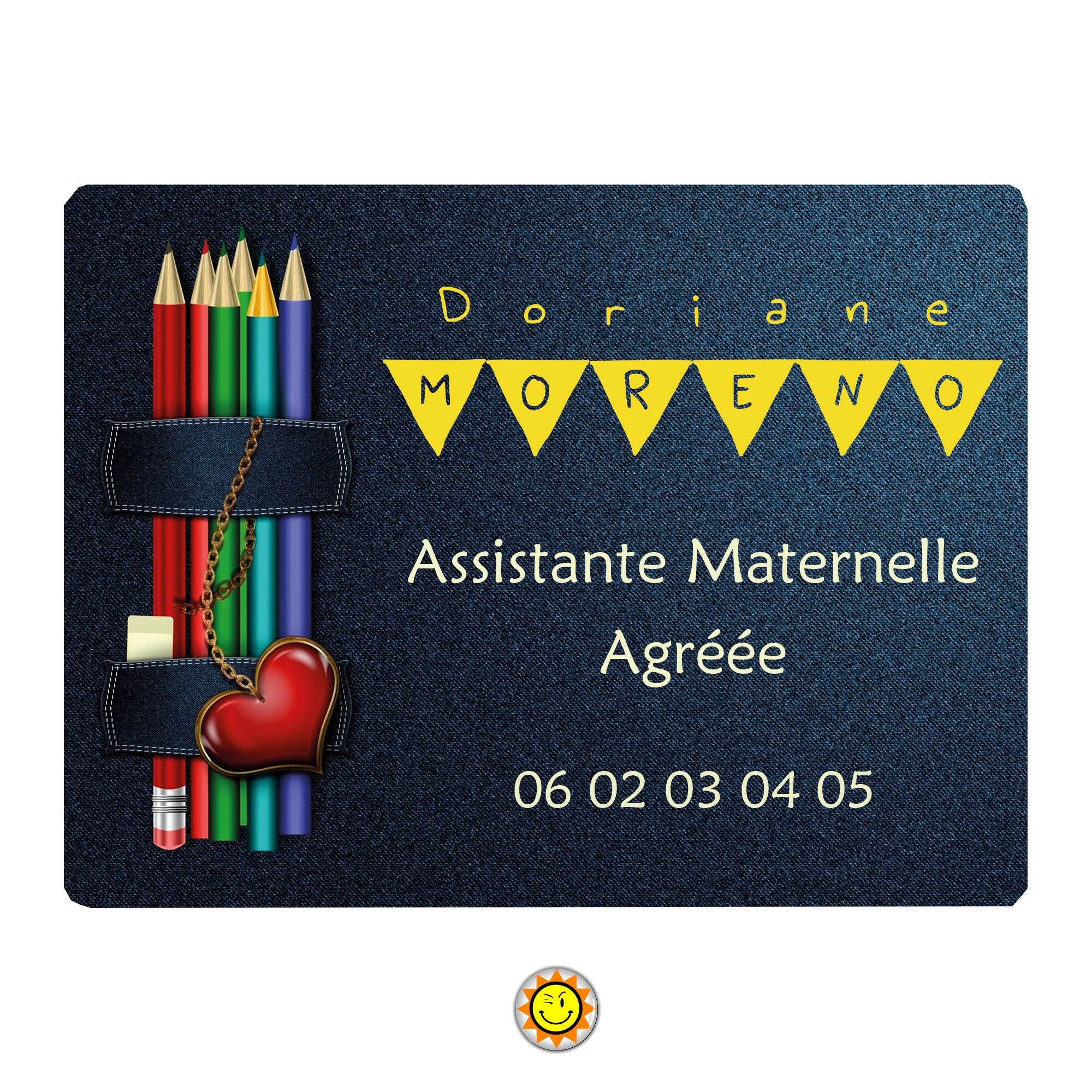 Plaque Assistante Maternelle Nounou à Personnaliser Aluminium Signe Panneau Porte Métier